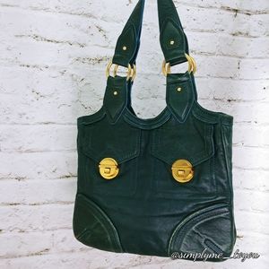Marc Jacobs Distressed Green Leather Shoulder Bag